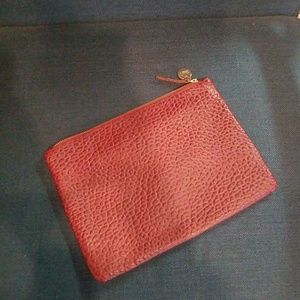 Burgandy Red pouch leather clutch